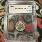1950 Roosevelt Dime MS66 FB ICG