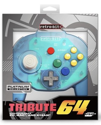 retro-bit Tribute64 Controller Gamepad USB Switch Ocean Blue Blau N64 Style