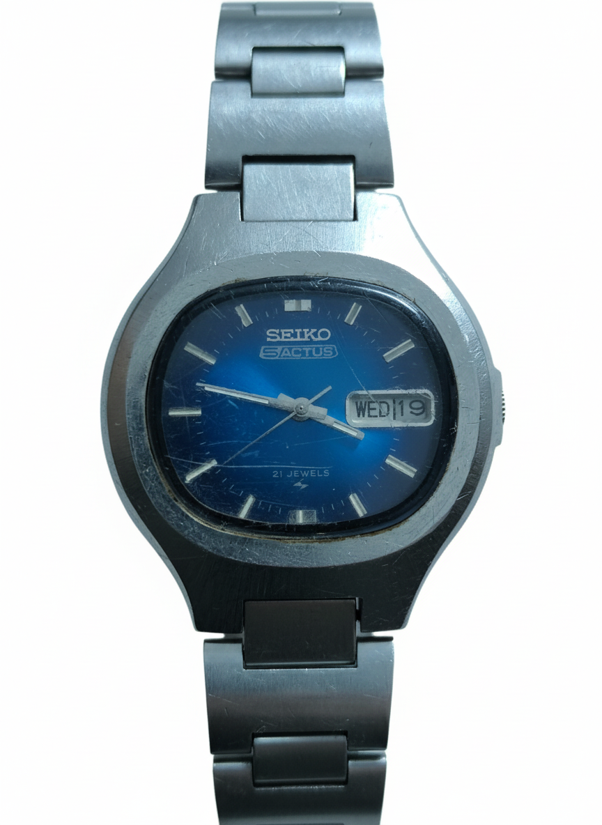 107/稼働 70年代 セイコー アクタス 7019-5010 自動巻き Vintage Seiko 5 Actus 7019-5010 Automatic Blue Dial JDM 21J Rare