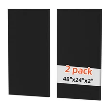 Acoustical Wall Panels 2 Pack, Fiberglass 48"x24"x2" Sound Reducing Panels
