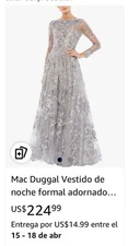 Mac Duggal FLORAL EMBROIDERED ILLUSION GOWN In Mist Size 12  