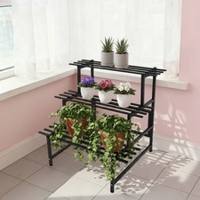 3 Tiers Carbon Steel Storing Shelf, Balcony Plant Stand, Flower Pot Display Rack