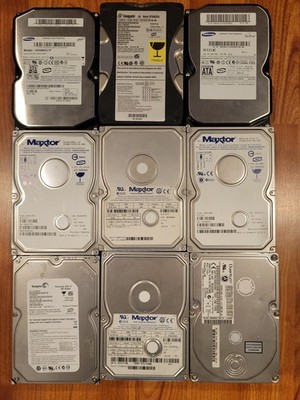Lot of 9 Tested Vintage IDE & SATA Hard Drives Maxtor Seagate Samsung Quantum