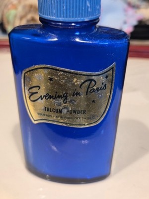 Bourjois Evening in Paris Talcum Powder Cobalt Blue Bottle, 3.25 Oz -  Half Full