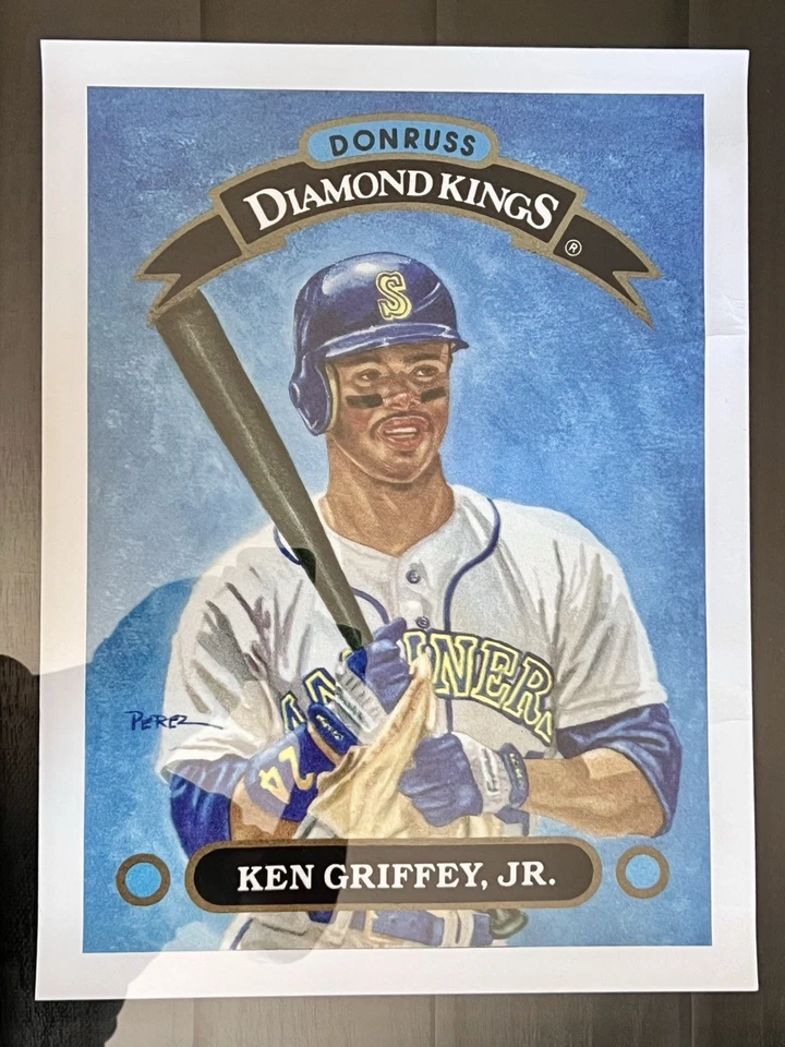 Ken Griffey Jr  “The Diamond King” 1993 Diamond Kings 1/1 Print By Perez - READ - Image 2 of 4