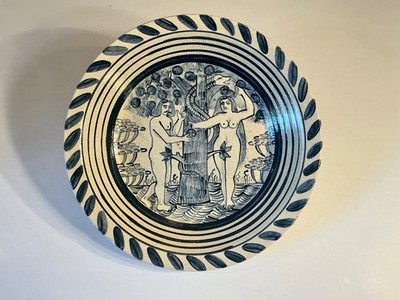 Christopher Woods For Turtlecreek Pottery Adam & Eve 12  Charger Bowl 1991 RARE!
