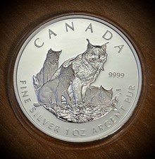 2005 Canada Lynx Coin 1 Troy Oz 99.99 Silver Coin/Capsule ONLY From Fraction Set