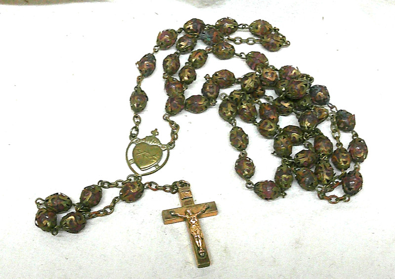 Rosary Beads with Goldtone Filagree Endcaps