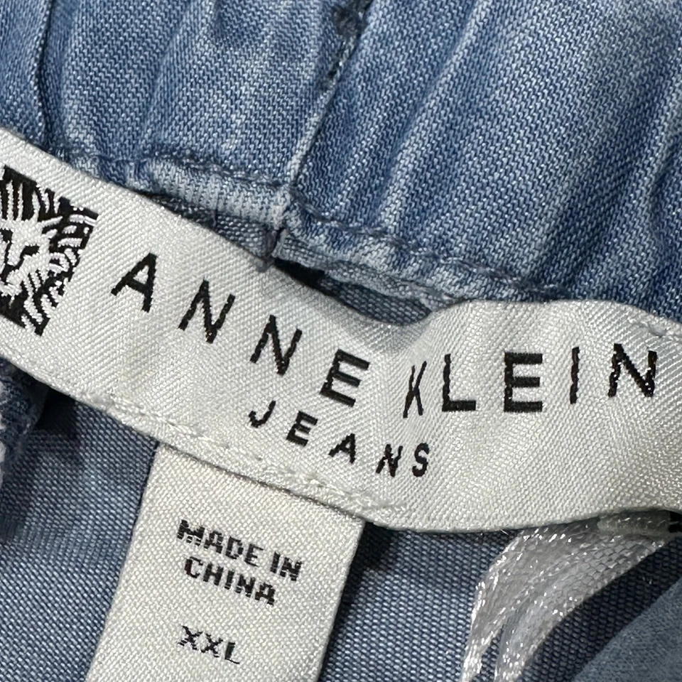 Pantalones de mezclilla informales ligeros cintura con cordón azul 2XL Anne Klein Jeans para mujer Foto 3 de 4