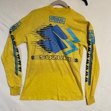 Maglia Motocross Vintage O'Neal USA Suzuki Giallo Racing Shirt Medium M Made USA