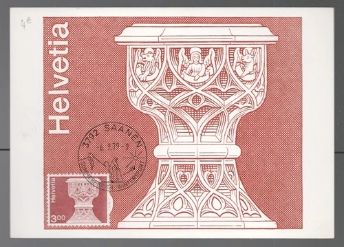 1979 Switzerland Font St Maurice Church Maxi FDC. Saanen First Day Maximum Card