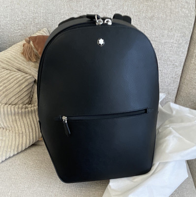 Montblanc Men's Black Backpack Zip Closure Padded Adjustable Strap Pockets