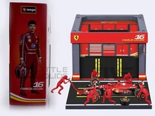 BBURAGO 1/43 - FERRARI SF-24 PIT PASS DIORAMA PLAYSET - 2024 (C. LECLERC) 36862L