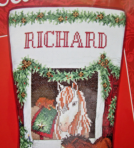 Needle Treasures "No Peeking Stocking" Counted Cross Stitch Kit Horses Puppy - Picture 3 of 7