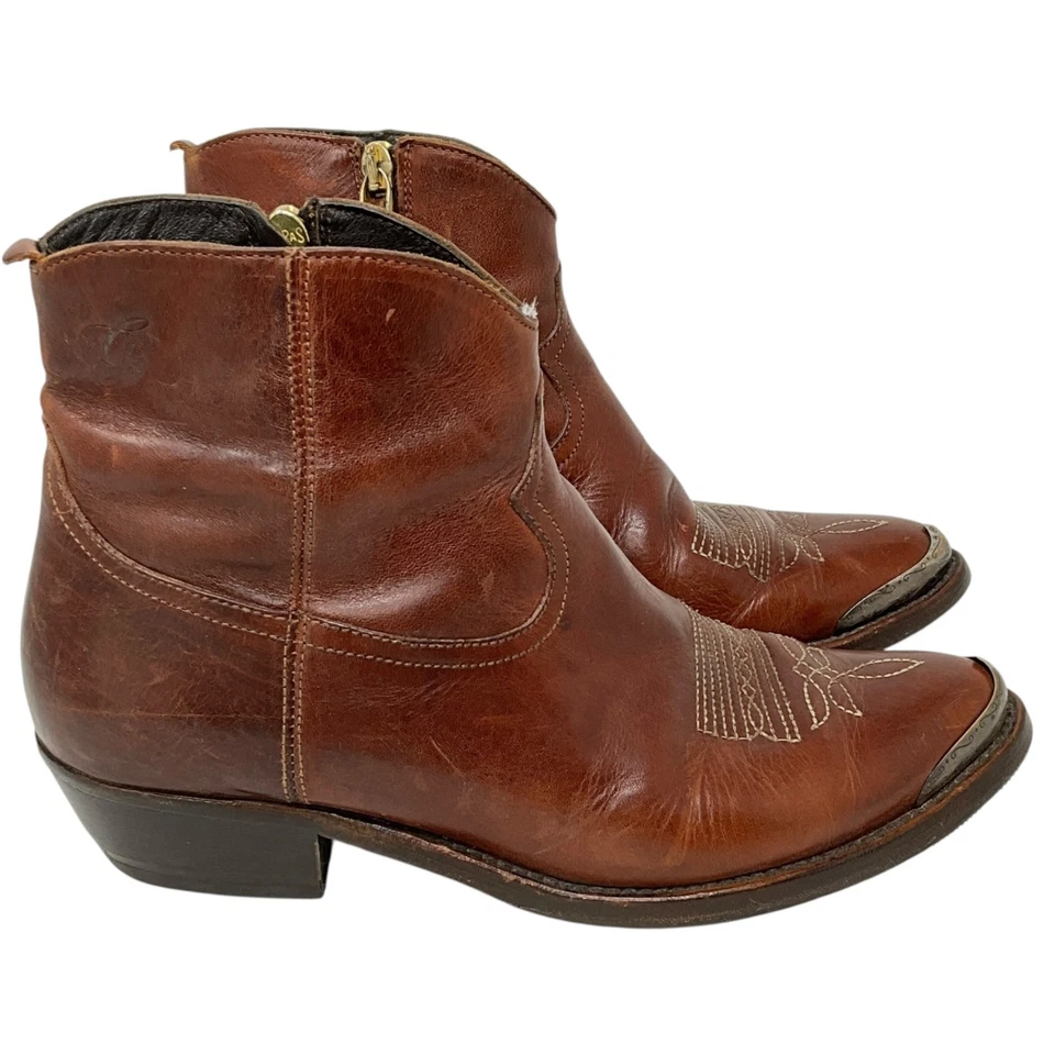 Golden Goose Young Cuero Cremallera Vaquero Botines Marrón EUR Talla 38 EE. UU. 8 Foto 2 de 4