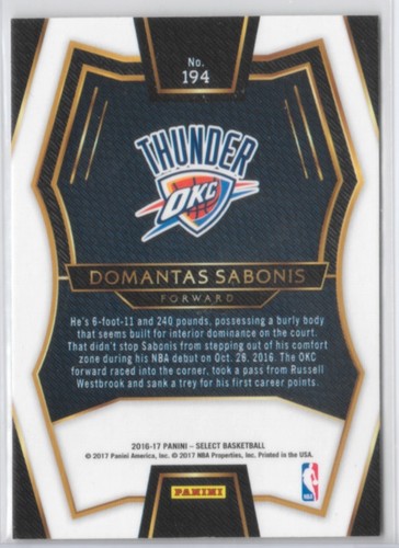 2016-17 Panini Select - Premier Level Domantas Sabonis #194 (RC) - Picture 2 of 3