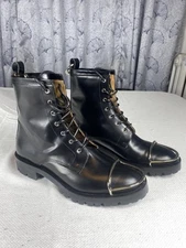 Alexander Wang Lyndon Halo Boots Mens Size 40 Black Leather Steeltoe Vibram Sole