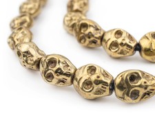 Brass Skull Beads 14x12mm Large Hole 16 Inch Strand