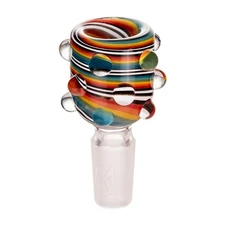 MJ Arsenal 14mm Hobnail Rainbow BOWL Thick Borosilicate Glass Dichro Marbles MJA