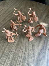 Vintage Lot of 6 Marx Fort Apache Plastic Indians Toy Figures 60s 70s