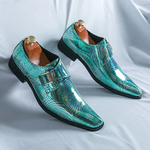 Herren Elegante Schuhe Lackleder Luxus Spitz zulaufend Slipper Flach Hochzeit Schuhe - Bild 35 von 38