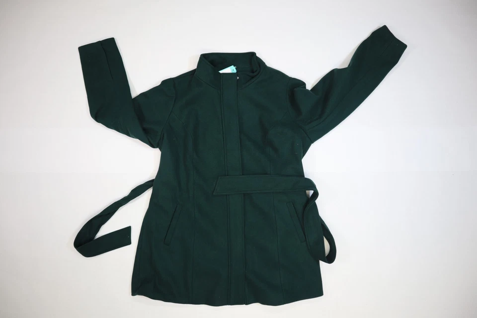 41 Abrigo Hawthorn Ava Verde Oscuro Cinturón Atado Cremallera Chaqueta Mujer Plus 2X Foto 3 de 4