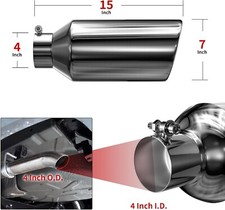 Exhaust Tip 4 Inlet 7outlet 15 Overall Length Stainless Steel Bolt-on Exhaust Tip 4 Inlet 7outlet 15 Overall Length Stainless Steel Bolt-on