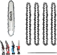6 Inch Chainsaw Chain and Guide Bar, Replacement Chain Saw Bar and Chains for 6
