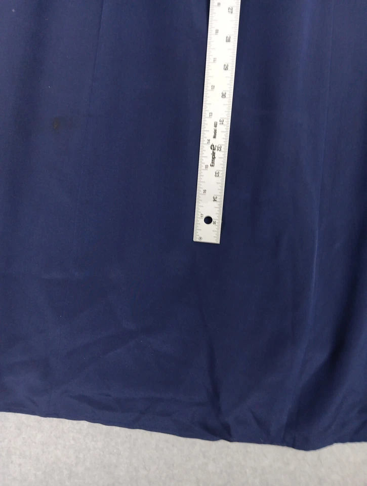 J Peterman женское платье размер 8 100% шелк молнии назад 3/4 рукав миди темно-синий вырез - Изображение 4 из 4