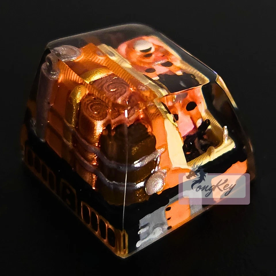 Orange Astronaut - Handpainted Artisan Resin Keycap for Mechanical Keyboard - Image 2 of 3