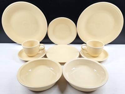 2) Homer Laughlin Fiesta Ivory 5 Pc Place Setting Table Dish HLC