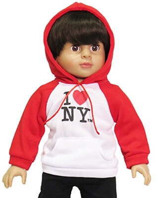 ''I Love New York'' White & Red Hoodie fit 18'' American Girl Size Doll