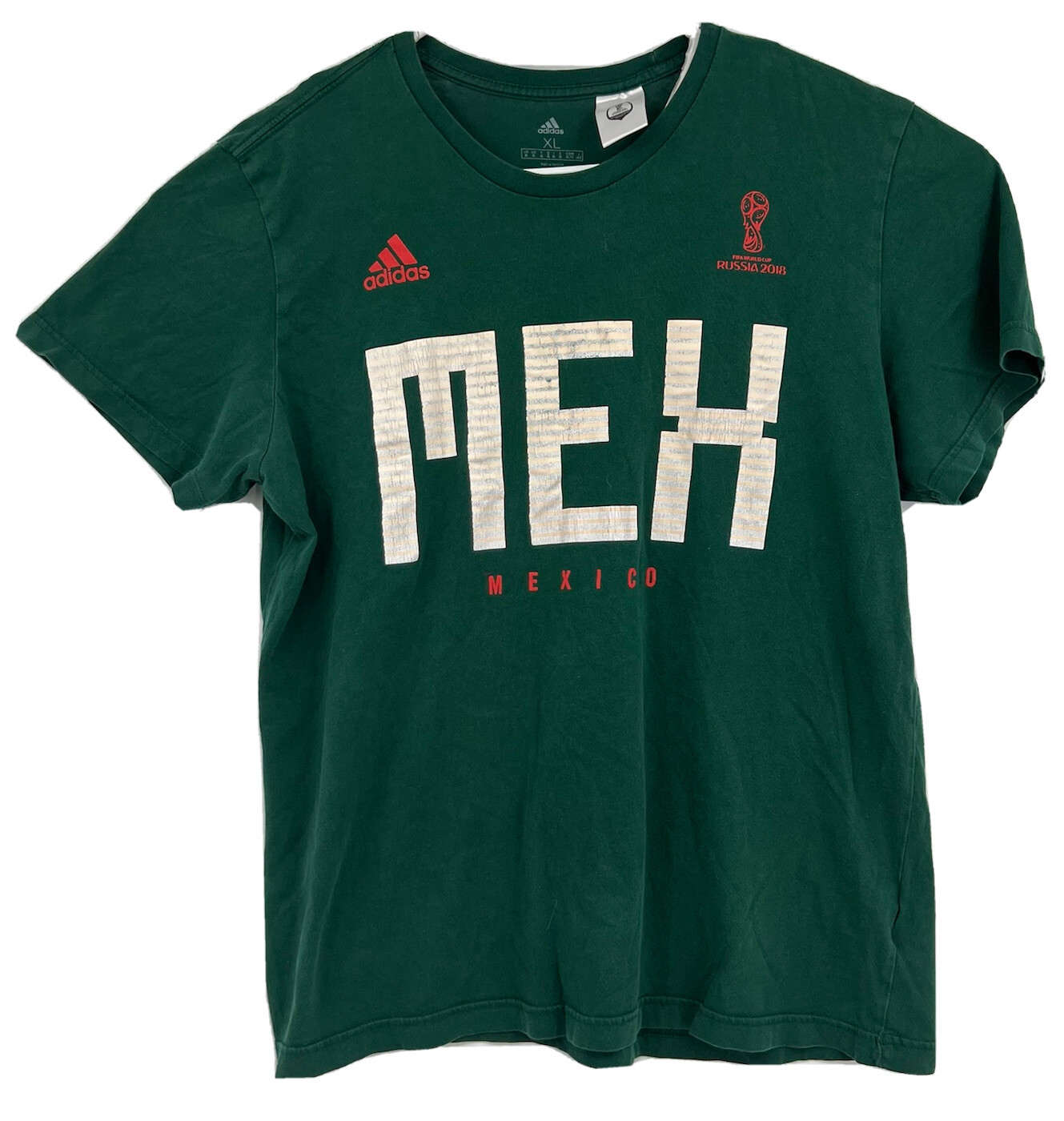adidas Fifa World Cup Russia 2018 T-Shirt Green Soccer Graphic XL Mens Mexico
