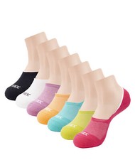 7 Pairs Women No Show Invisible Nonslip Loafer Solid Boat Cotton Low Cut Socks