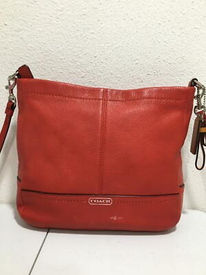 Coach Park Red Pebbled Leather Mini Duffle Crossbody Bag  display picture 3
