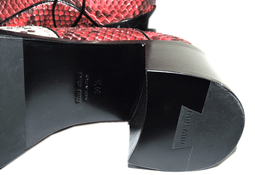 $1500 Miu Miu By Prada Oxford Platform Python Loafers  Shoes  39.5 Moccasins - Picture 6 of 6