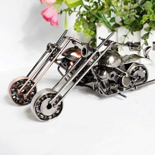 Scrap Metal Sculpture Model Chopper Motorcycle Toy Collection Motorbike Folk Art - Picture 24 of 24