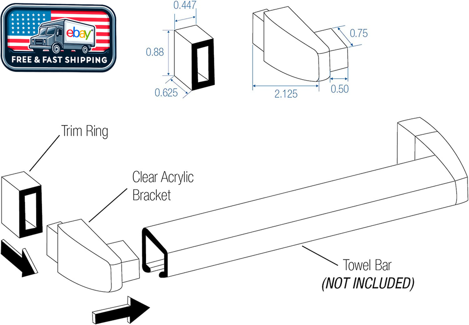 Basco Shower Door Parts Deluxe Kit Bottom Guide Bumpers Towel Bar