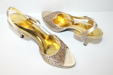 New Nine West Women Stain 3" Heel Pumps Dress Shoes Gold US 8