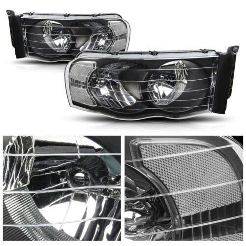 Black/Clear Corner OE Style Headlight Lamps for 02-05 Dodge Ram 1500 2500  3500