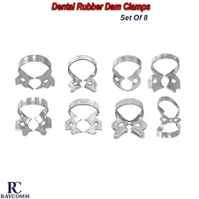 Rubber Dam Clamps For Molars Dental Restorative Endodontic Instruments Set Of 8