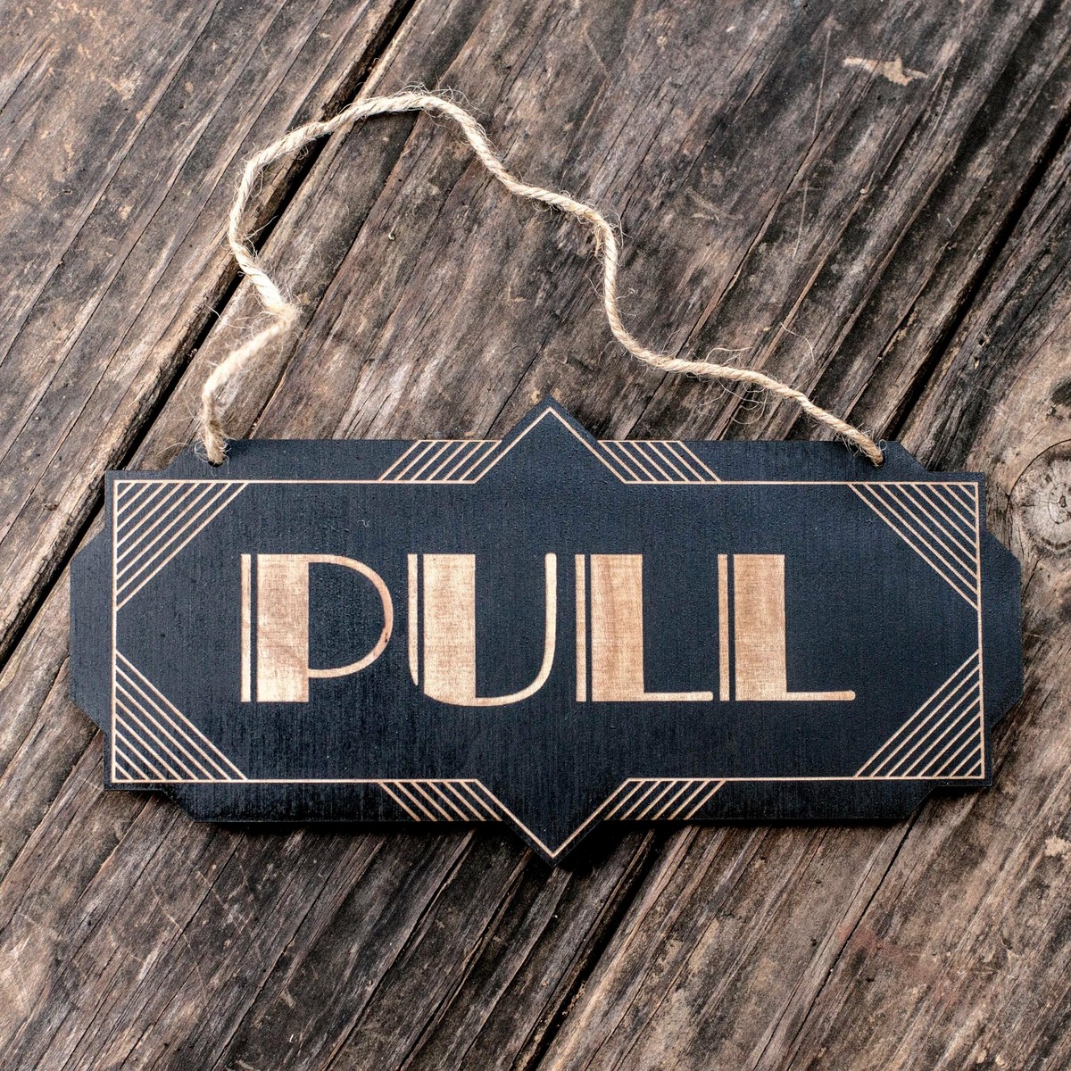 Pull - Black Door Sign - Art Deco 8x4in Pull - Black Door Sign - Art Deco 8x4in