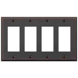 Amerelle Manhattan 4 Gang Aged Bronze Decora Wall Outlet Switch