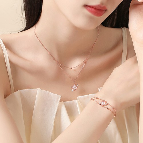 JIALY European AAA CZ Rose Star Wishes S925 Sterling Silver Bracelet For Women - Picture 4 of 6
