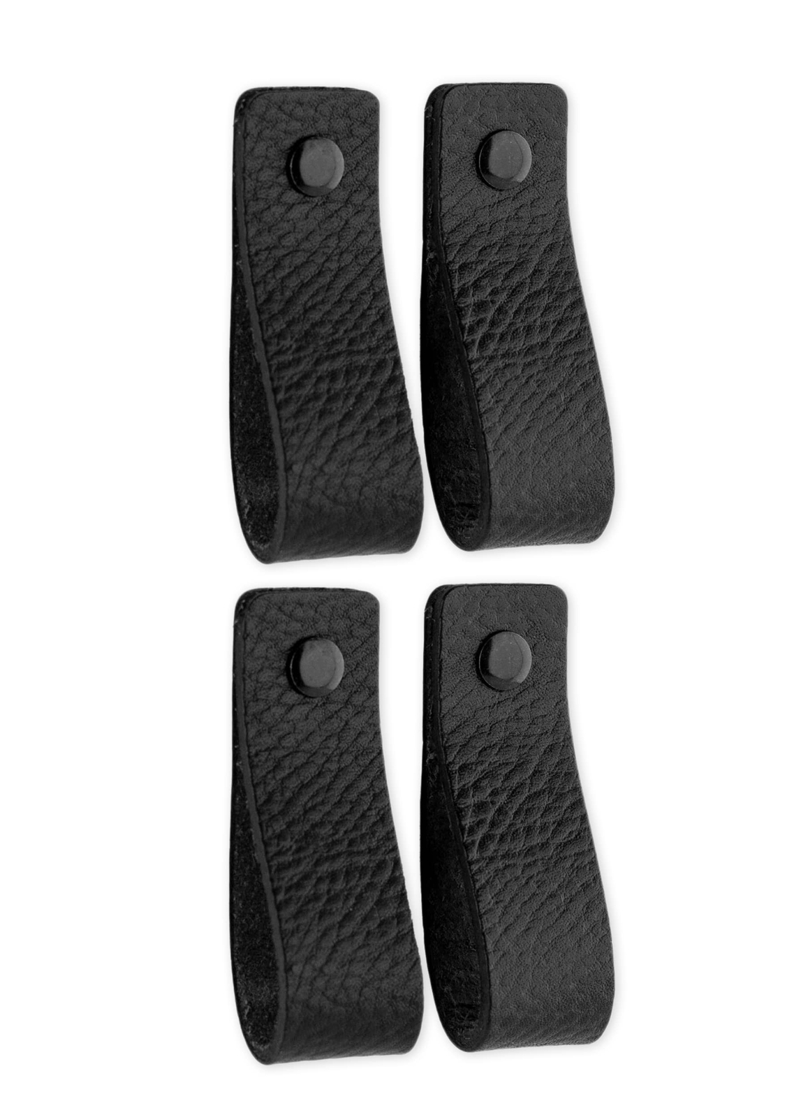 Brute Strength - Maniglie in pelle per mobili - Nero - 4 pezzi - 16,5 x (l6s)