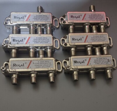  Lot Of 6 - Antenna 3-Way Cable Splitter 120dB EMI Isolation 5-1000MHz Regal NEW