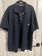 1320. Orvis Short Sleeve Heavy Cotton Navy Blue Polo Shir w/Front Pocket. XXL