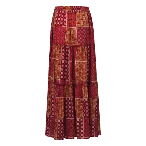 Bohemian Rock Patchwork Langrock Boho Ethno Print Maxi Retro A-Linie Plissee - Bild 4 von 40