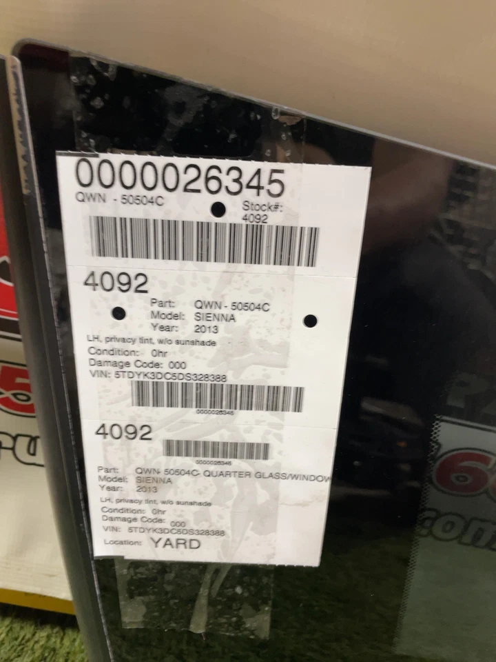 ✅ Toyota Sienna 2020 cuarto de cristal ventana LH OEM Foto 3 de 3