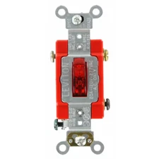 20 Amp Industrial Grade Heavy Duty Single-Pole Pilot Light Toggle Switch, Red